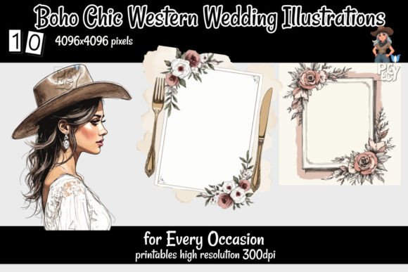 Download Boho Chic Western Wedding Illustrations - Boho chic Collection