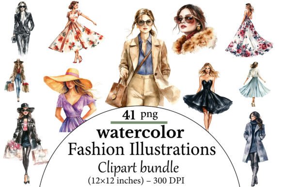 Download Watercolor Fashion Illustrations - Fashion Collection