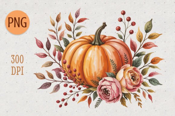 Download Elegant Pumpkin Floral Bouquet PNG - Elegant Collection