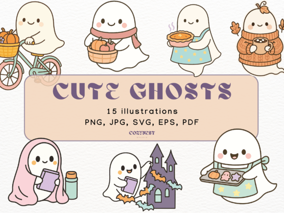 Download Cute Halloween Spooky Ghost Cliparts SVG - Premium Resources