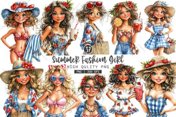 Download Summer Fashion Girl PNG Clipart Bundle - Fashion Collection