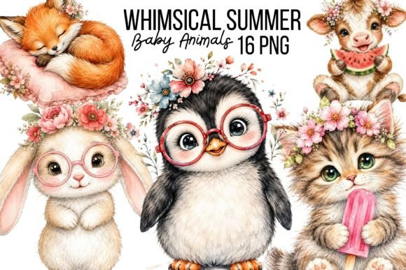Download Whimsical Summer Baby Animals Clipart - Baby animals clipart Collection